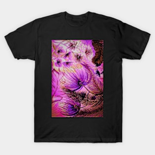 ART PRINT VIBRANT PINK TROPICAL DECO ABSTRACT FLOWERS POSTER T-Shirt